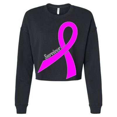 Survivor Breast Cancer Ribbon Cropped Pullover Crew