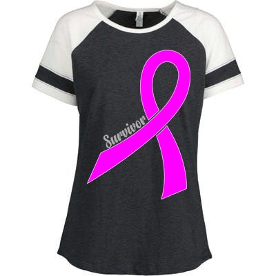 Survivor Breast Cancer Ribbon Enza Ladies Jersey Colorblock Tee