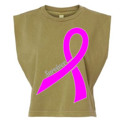 Survivor Breast Cancer Ribbon Garment-Dyed Women's Muscle Tee