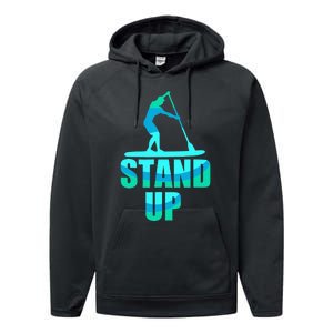 Stand Up Sup Stand Up Paddling Paddle Board Performance Fleece Hoodie