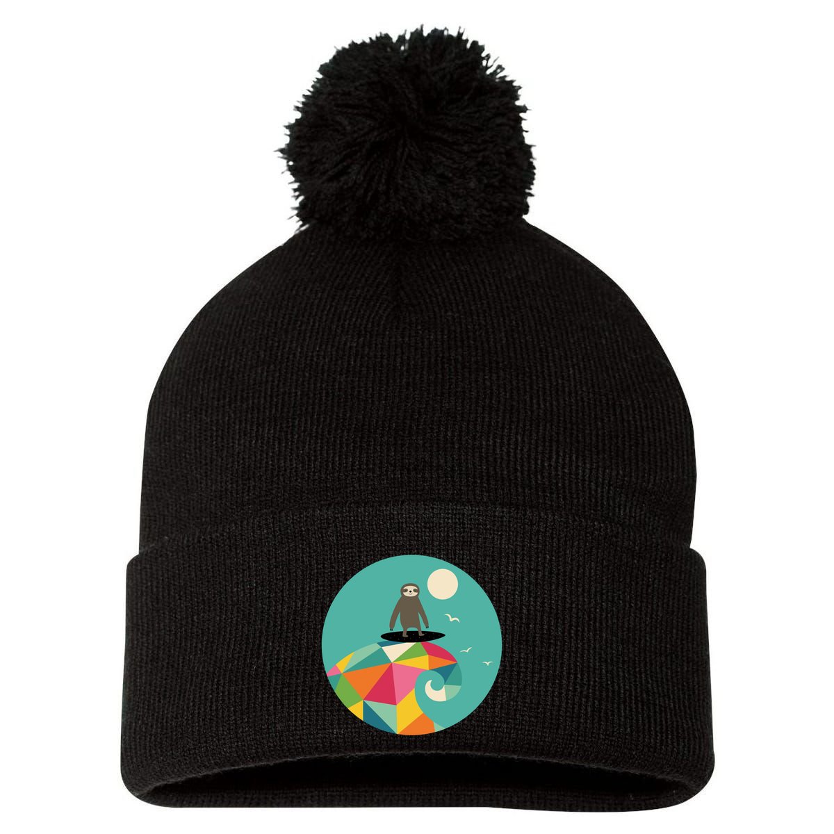 Surfs Up Pom Pom 12in Knit Beanie