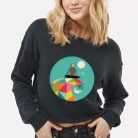 Surfs Up Cropped Pullover Crew