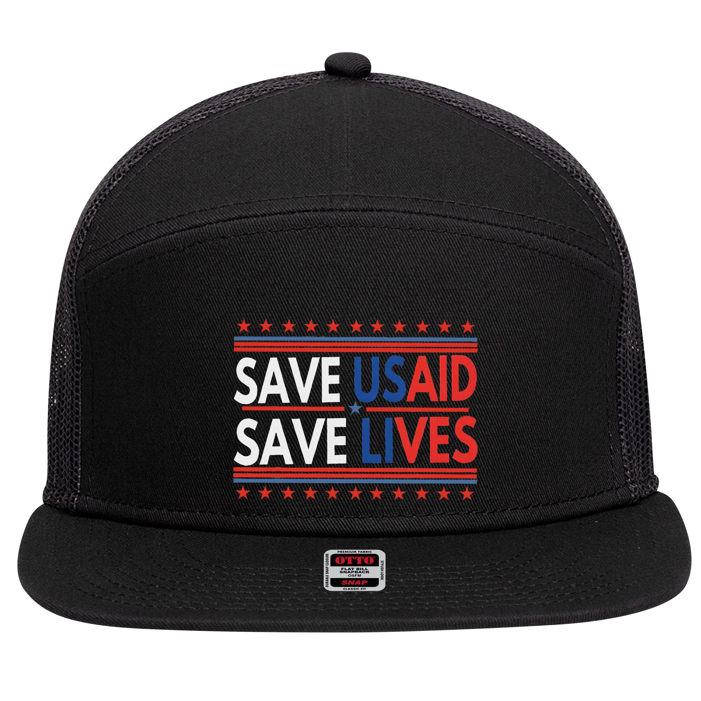 Save Usaid Saves Lives Us Agency International Development 7 Panel Mesh Trucker Snapback Hat