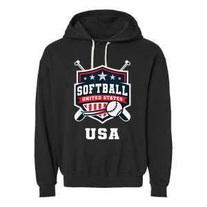 Softball USA Support The Team USA Flag Garment-Dyed Fleece Hoodie