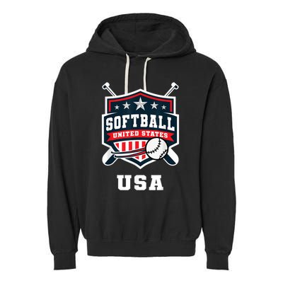 Softball USA Support The Team USA Flag Garment-Dyed Fleece Hoodie