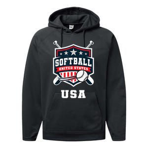 Softball USA Support The Team USA Flag Performance Fleece Hoodie