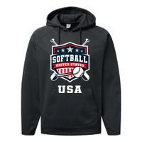 Softball USA Support The Team USA Flag Performance Fleece Hoodie