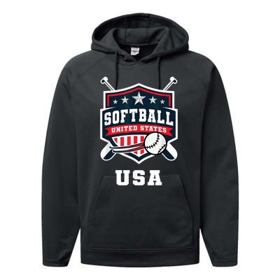 Softball USA Support The Team USA Flag Performance Fleece Hoodie