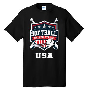 Softball USA Support The Team USA Flag Tall T-Shirt