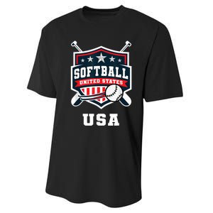 Softball USA Support The Team USA Flag Performance Sprint T-Shirt