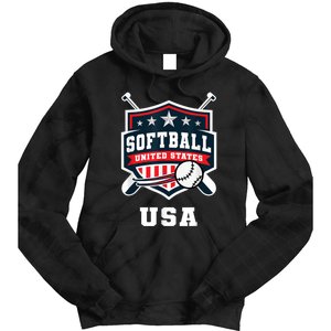 Softball USA Support The Team USA Flag Tie Dye Hoodie