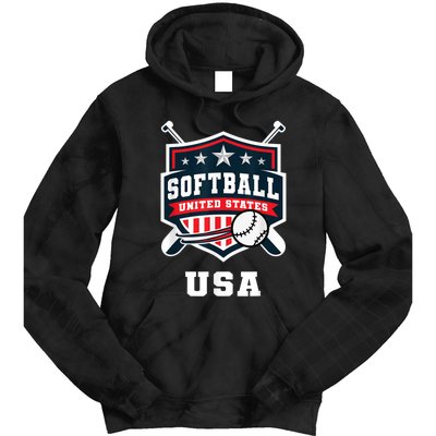 Softball USA Support The Team USA Flag Tie Dye Hoodie