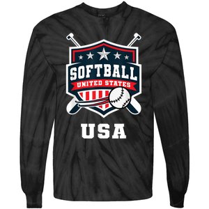 Softball USA Support The Team USA Flag Tie-Dye Long Sleeve Shirt