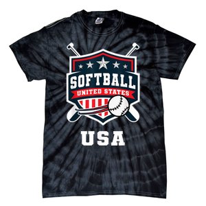 Softball USA Support The Team USA Flag Tie-Dye T-Shirt