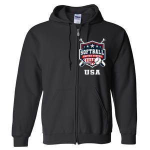 Softball USA Support The Team USA Flag Full Zip Hoodie