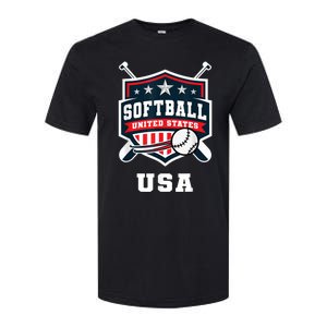 Softball USA Support The Team USA Flag Softstyle CVC T-Shirt