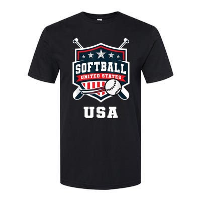 Softball USA Support The Team USA Flag Softstyle CVC T-Shirt