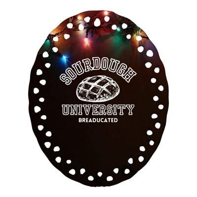 Sourdough University Sweater Breaducated Ceramic Oval Ornament