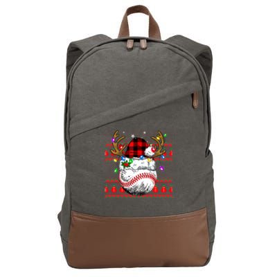 Santa Ugly Sports Christmas Baseball Player Cool Gift Cotton Canvas Backpack