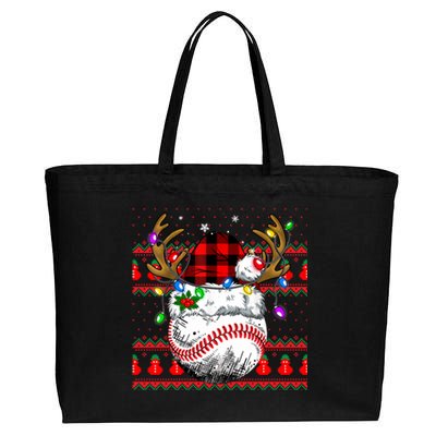 Santa Ugly Sports Christmas Baseball Player Cool Gift Cotton Canvas Jumbo Tote