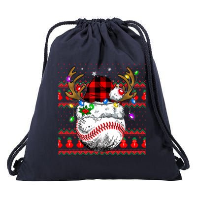 Santa Ugly Sports Christmas Baseball Player Cool Gift Drawstring Bag