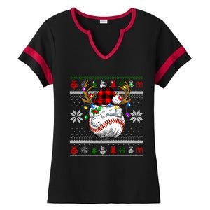 Santa Ugly Sports Christmas Baseball Player Gift Ladies Halftime Notch Neck Tee