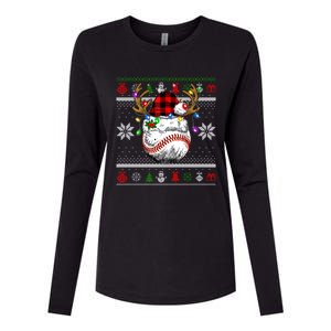 Santa Ugly Sports Christmas Baseball Player Gift Womens Cotton Relaxed Long Sleeve T-Shirt