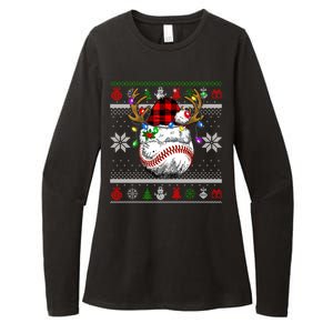 Santa Ugly Sports Christmas Baseball Player Gift Womens CVC Long Sleeve Shirt