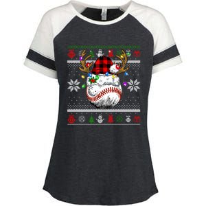 Santa Ugly Sports Christmas Baseball Player Gift Enza Ladies Jersey Colorblock Tee