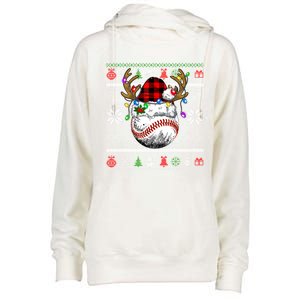 Santa Ugly Sports Christmas Baseball Player Gift Womens Funnel Neck Pullover Hood