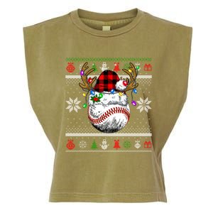 Santa Ugly Sports Christmas Baseball Player Gift Garment-Dyed Women's Muscle Tee