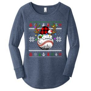 Santa Ugly Sports Christmas Baseball Player Gift Women's Perfect Tri Tunic Long Sleeve Shirt