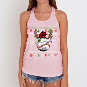 Santa Ugly Sports Christmas Baseball Player Gift Women's Knotted Racerback Tank