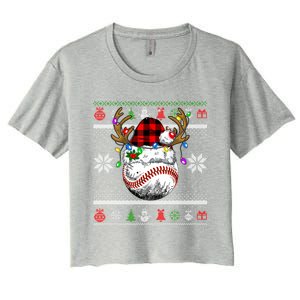 Santa Ugly Sports Christmas Baseball Player Gift Women's Crop Top Tee