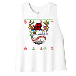 Santa Ugly Sports Christmas Baseball Player Gift Women's Racerback Cropped Tank