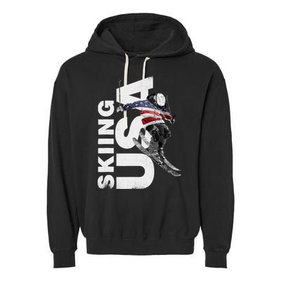 Skiing USA Support The Team USA Flag Ski Garment-Dyed Fleece Hoodie