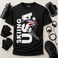 Skiing USA Support The Team USA Flag Ski Cooling Performance Crew T-Shirt
