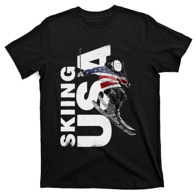 Skiing USA Support The Team USA Flag Ski T-Shirt