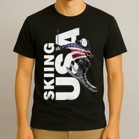 Skiing USA Support The Team USA Flag Ski T-Shirt