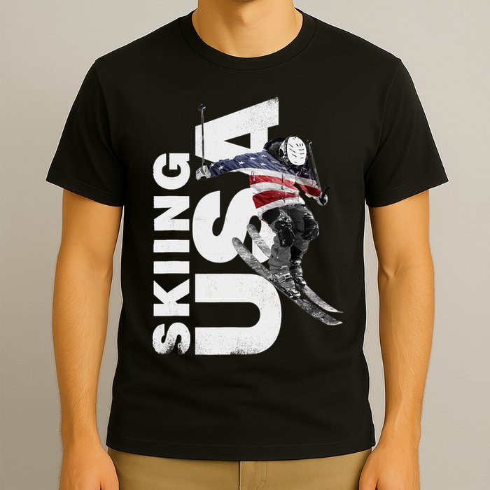Skiing USA Support The Team USA Flag Ski T-Shirt