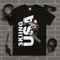 Skiing USA Support The Team USA Flag Ski T-Shirt
