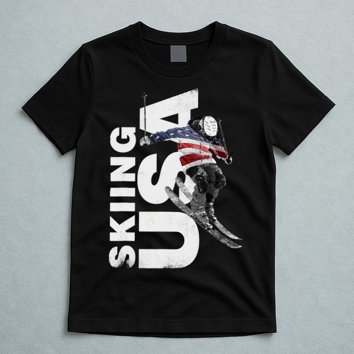 Skiing USA Support The Team USA Flag Ski T-Shirt