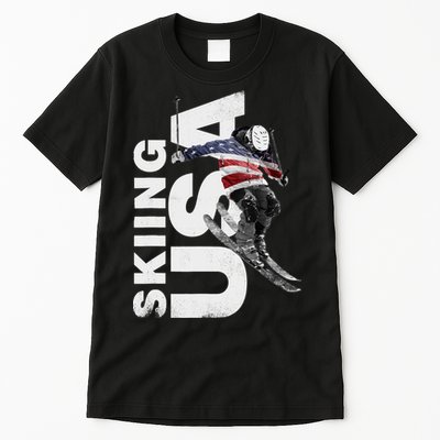 Skiing USA Support The Team USA Flag Ski Tall T-Shirt