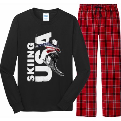 Skiing USA Support The Team USA Flag Ski Long Sleeve Pajama Set