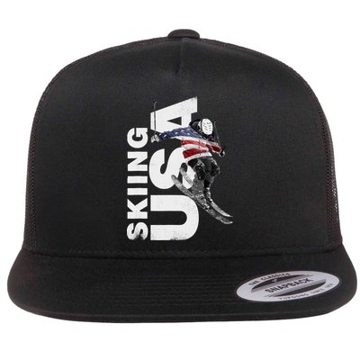 Skiing USA Support The Team USA Flag Ski Flatbill Hat