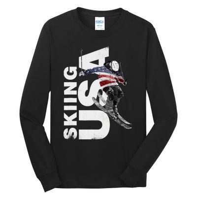 Skiing USA Support The Team USA Flag Ski Tall Long Sleeve T-Shirt