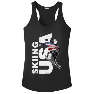 Skiing USA Support The Team USA Flag Ski Ladies PosiCharge Competitor Racerback Tank