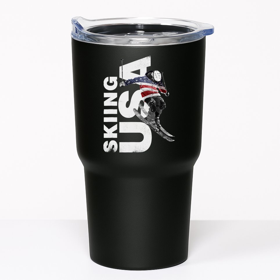 Skiing USA Support The Team USA Flag Ski Tumbler