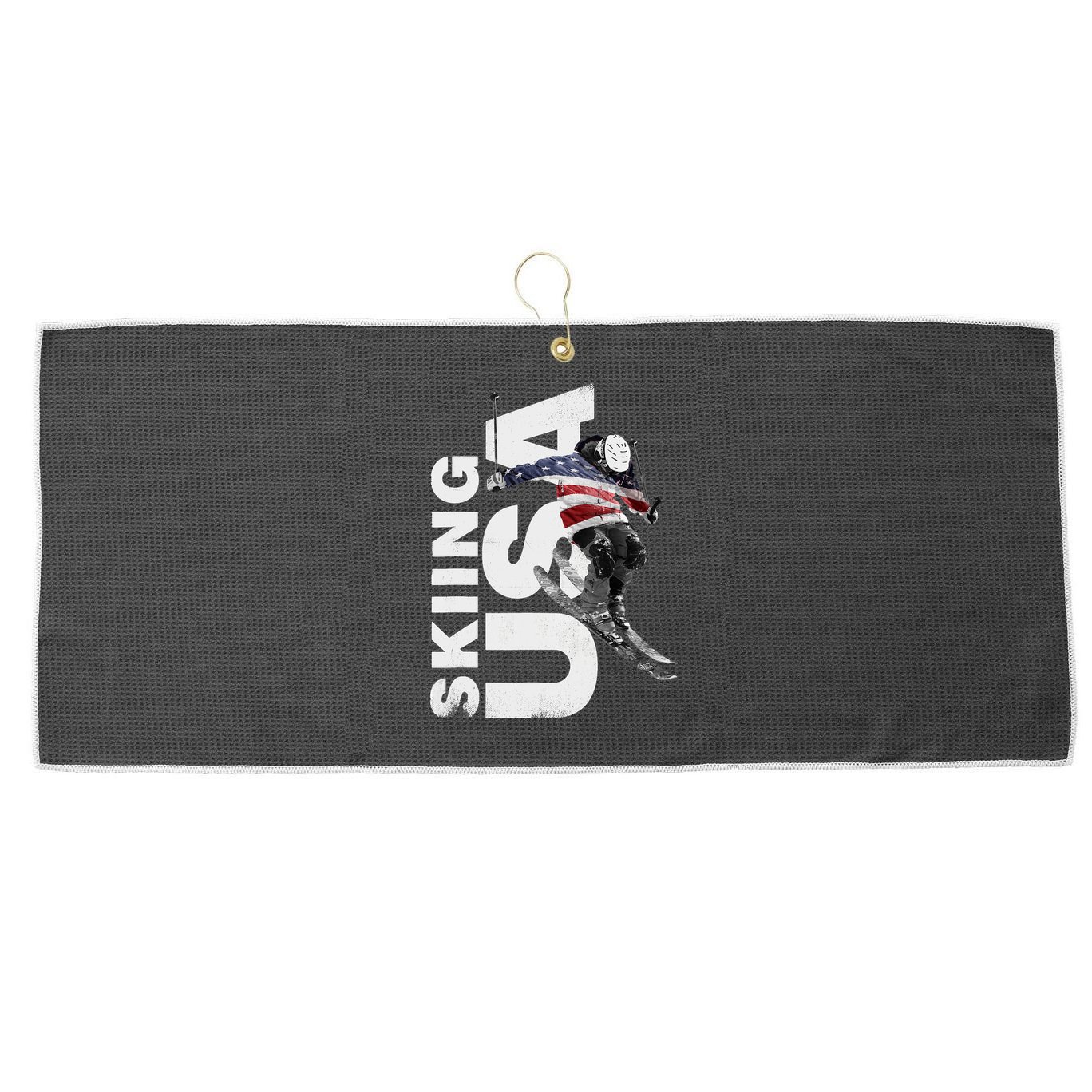 Skiing USA Support The Team USA Flag Ski Large Microfiber Waffle Golf Towel