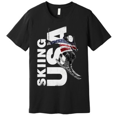 Skiing USA Support The Team USA Flag Ski Premium T-Shirt